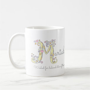 Dekorativer Name Mariah Buchstaben M mit der Kaffeetasse