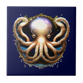 Dekorativer Oktopus unter der Meereskreaturglasur Fliese