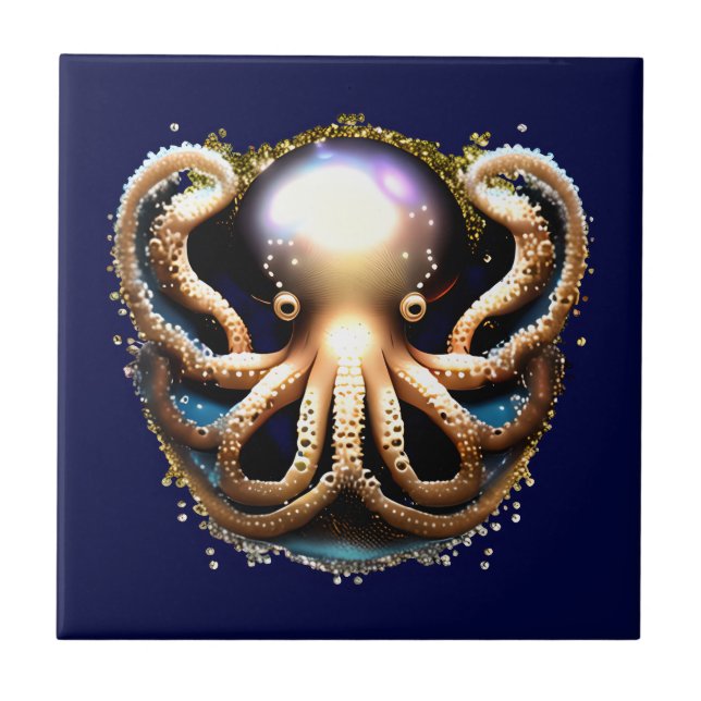 Dekorativer Oktopus unter der Meereskreaturglasur Fliese (Vorderseite)