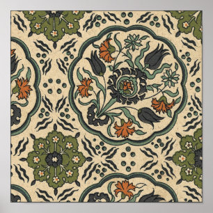 Dekorativer persischer Fliesen-mit Blumenentwurf Poster