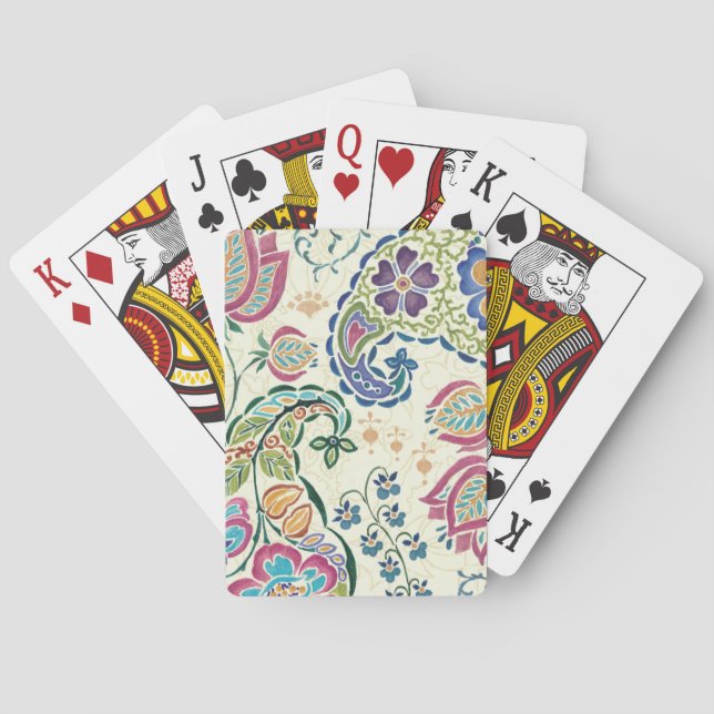 Dekorativer Pfau und bunte Blumen Spielkarten (Rückseite)