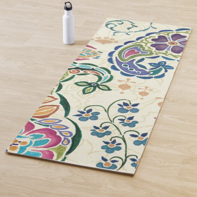 Dekorativer Pfau und bunte Blumen Yogamatte (Beispiel)