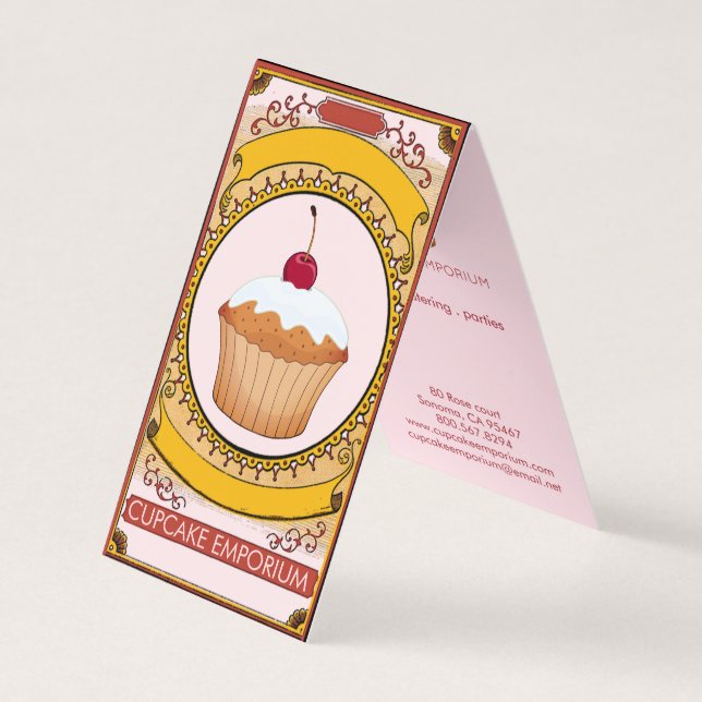 Dekorativer Pink Gold Cupcake Logo Cupcake Maker Visitenkarten (Vorderseite)