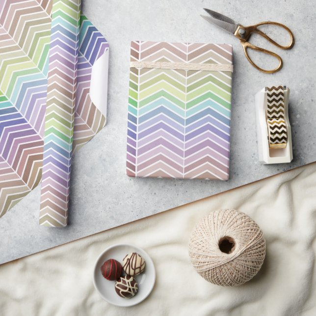Dekorativer Regenbogen und Zickzack Muster Geschenkpapier (Kunsthandwerk)