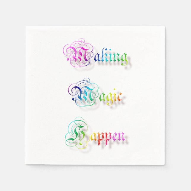 Dekorativer Regenbogentext. Serviette (Vorderseite)