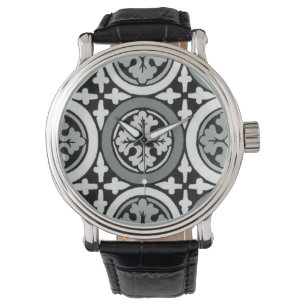 Dekorativer Renaissance-Rosette-Fliesen-Entwurf Armbanduhr