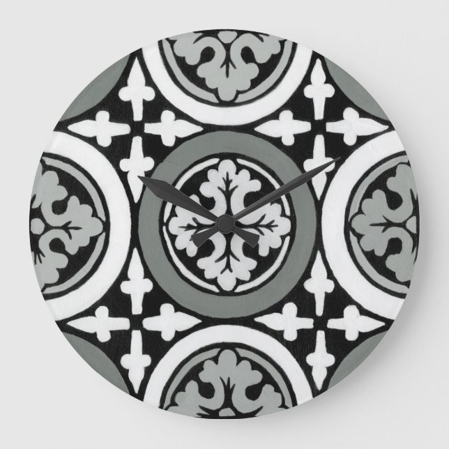 Dekorativer Renaissance-Rosette-Fliesen-Entwurf Große Wanduhr (Vorderseite)