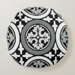 Dekorativer Renaissance-Rosette-Fliesen-Entwurf Rundes Kissen
