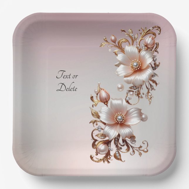 Dekorativer rosa Blumen-Papierteller Pappteller (Vorderseite)