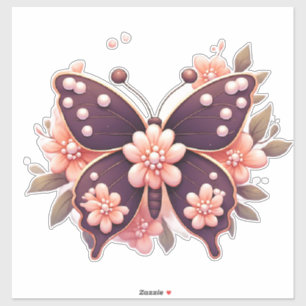 Dekorativer rosa floraler Schmetterling Aufkleber