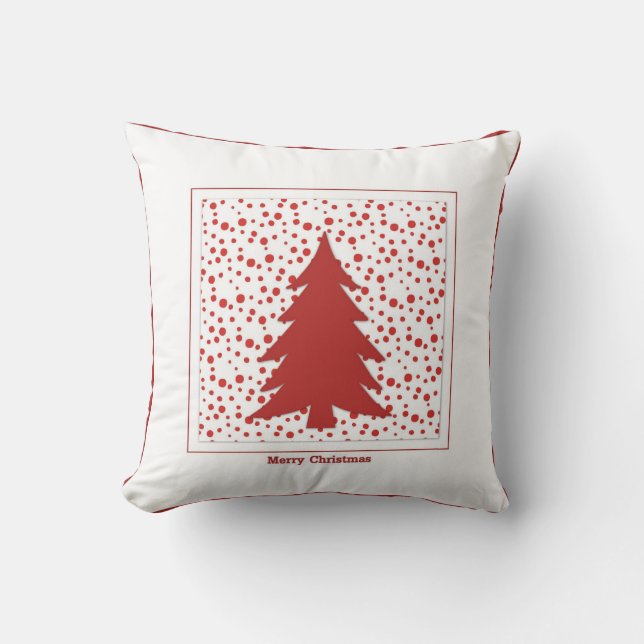 Dekorativer Rotweiße Weihnachtsbaum Kissen (Vorderseite)