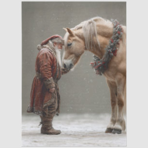 Dekorativer Santa und Pferd-Sondermoment Seidenpapier