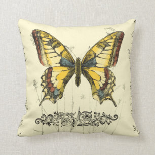 Dekorativer Schmetterling mit Wildblumen Kissen