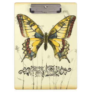Dekorativer Schmetterling mit Wildblumen Klemmbrett