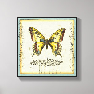 Dekorativer Schmetterling mit Wildblumen Leinwanddruck