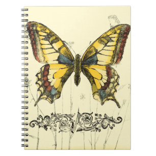 Dekorativer Schmetterling mit Wildblumen Notizblock
