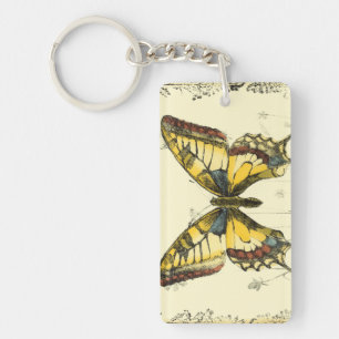 Dekorativer Schmetterling mit Wildblumen Schlüsselanhänger