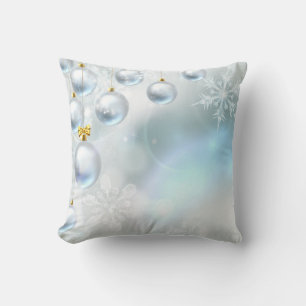 Dekorativer Schnee Blau & Gold Kugel Frohe Weihnac Kissen
