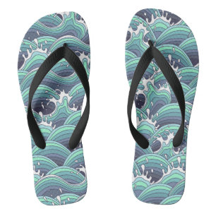 Dekorativer Seewellen-Hintergrund Flip Flops