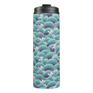 Dekorativer Seewellen-Hintergrund Thermosbecher