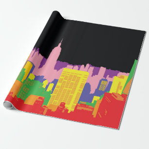 Dekorativer Stadt-Skyline-Hintergrund städtische G Geschenkpapier