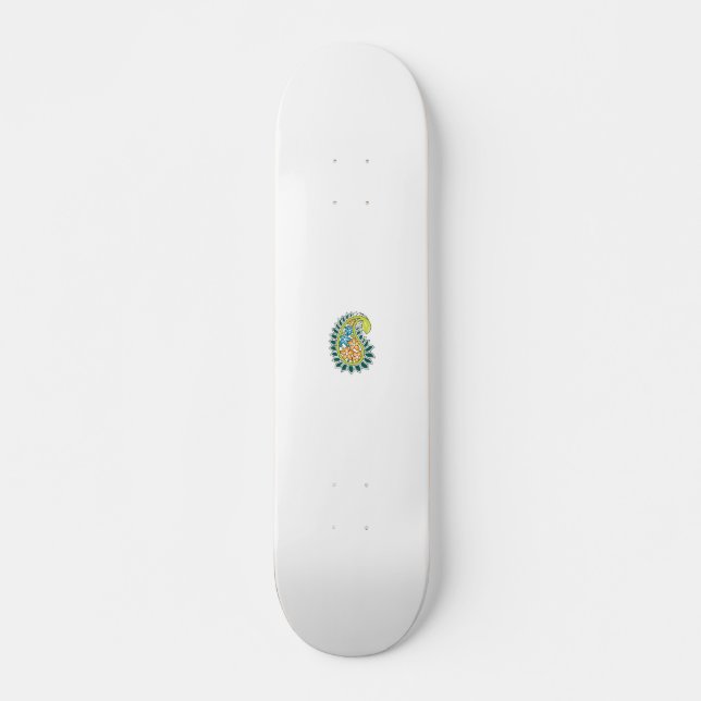 Dekorativer Stil, dunkelblau grün, Wattle Skateboard (Vorne)