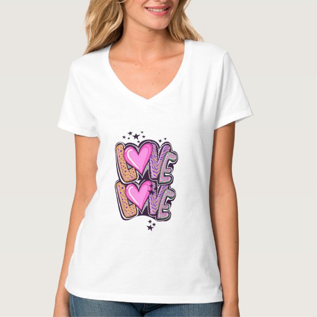 Dekorativer T - Shirt "Liebe" - Stilvoll und herzl (Vorderseite)