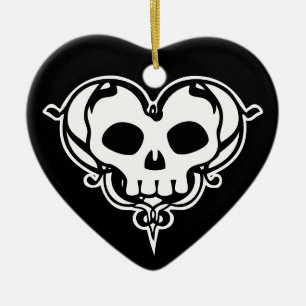 Dekorativer Totenkopf Herz Keramik Ornament