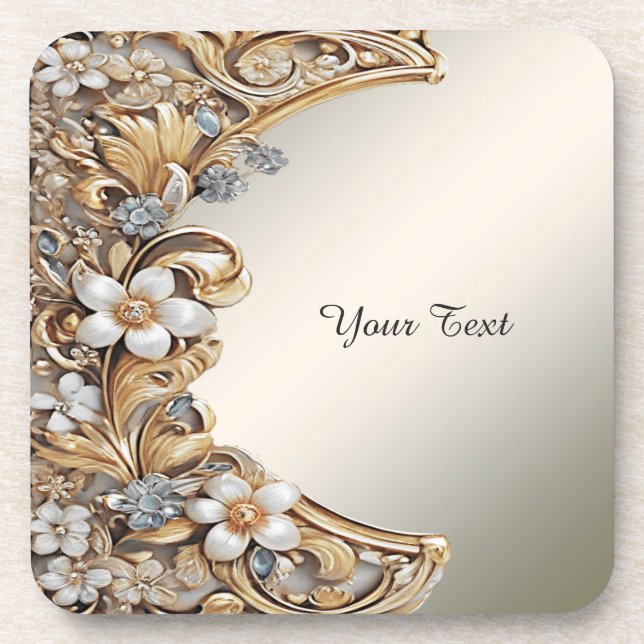 Dekorativer Untersetzer aus weißem, blumenhartem K (Vorderseite)