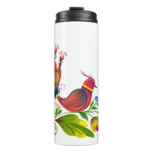 Dekorativer Vogel mit Blumen und Beeren