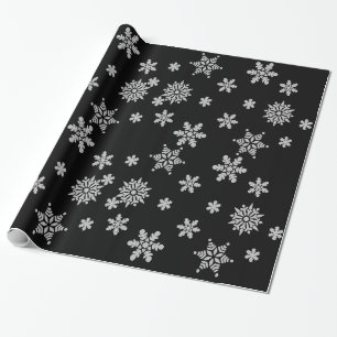 Dekorativer Weihnachts-Schneekristall in Schwarz Geschenkpapier