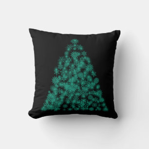 Dekorativer Weihnachtsbaum Schwarzgrüner Glanz Kissen