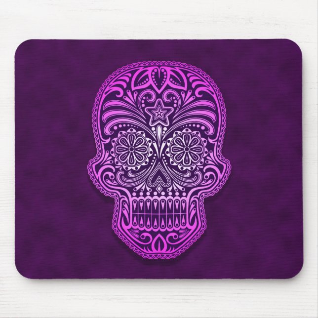 Dekorativer Zuckerschädel - lila Mousepad (Vorne)