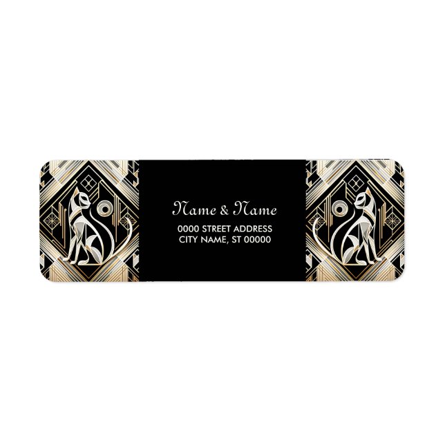 Dekoratives Abstraktes Black Cat Rücksendeadresse- (Vorne)