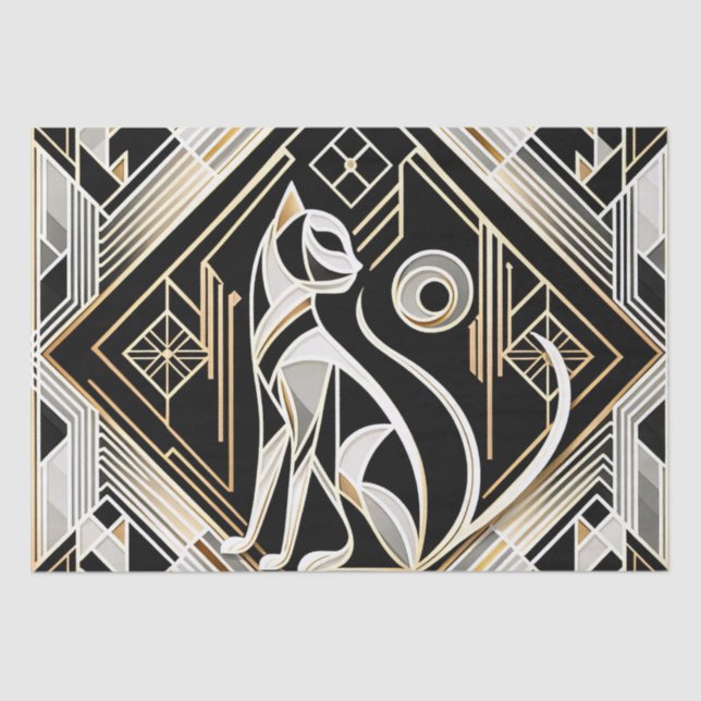 Dekoratives Abstraktes Schwarzkatzengewebe Seidenpapier (Vorderseite)