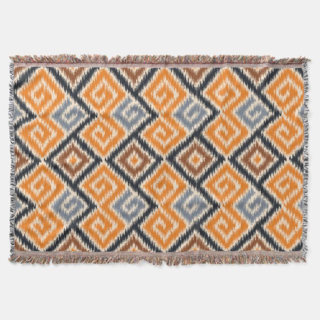 Dekoratives afrikanisches Batik-Stammmuster Orange Decke (Vorderseite)