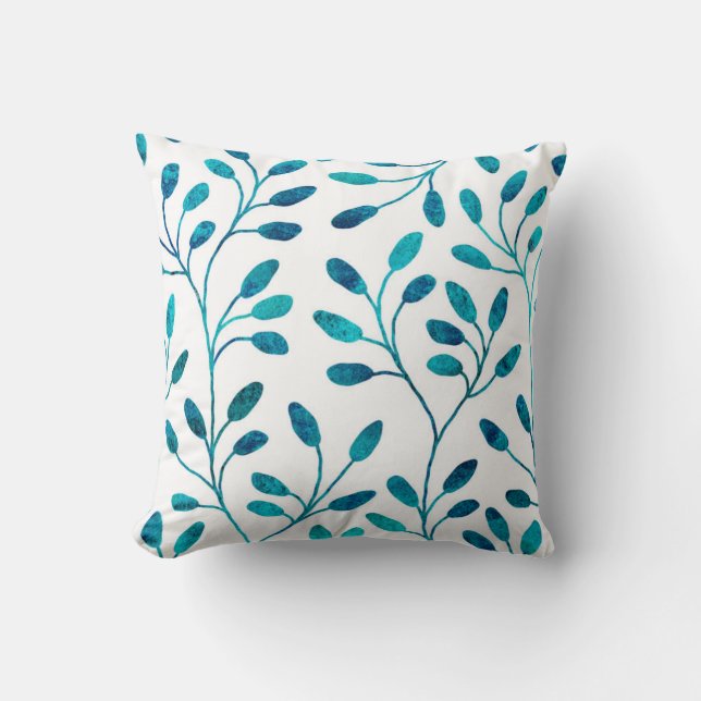 Dekoratives aquamarines blaues Blumenmuster des Kissen (Vorderseite)