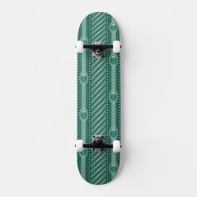 Dekoratives aquamarines Muster Skateboard (Vorderseite)