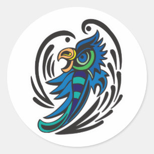 Dekoratives Bird Tattoo Design Runder Aufkleber