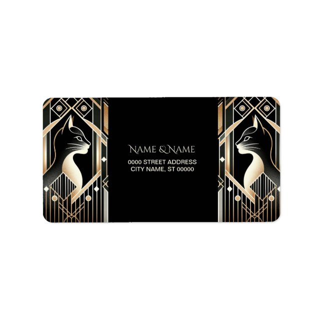 Dekoratives Black Cat Abstrakt Address Label Adressaufkleber (Vorne)