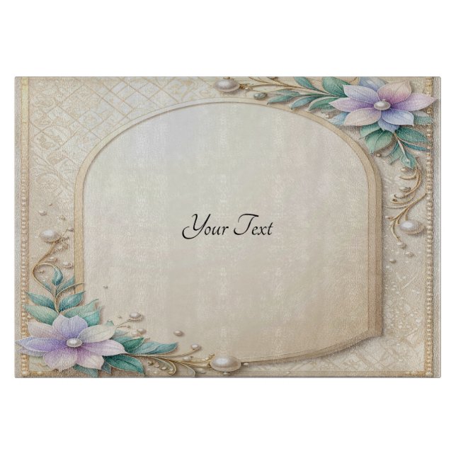 Dekoratives Blumen-Frame mit Perlen Schneidbrett Schneidebrett (Vorderseite)
