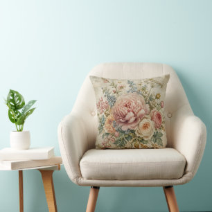 Dekoratives Blumenbouquet im Stil eines alten Cott Kissen