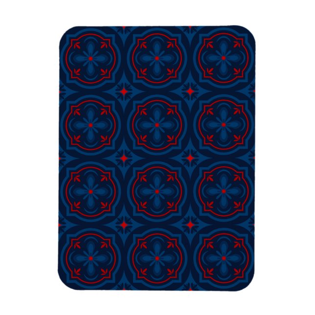 Dekoratives Blumenfliesenmuster  Magnet (Vertikal)