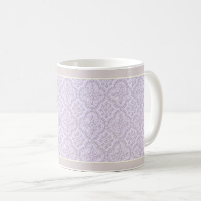 Dekoratives Blumenmuster in Mauve Kaffeetasse (VorderseiteRechts)
