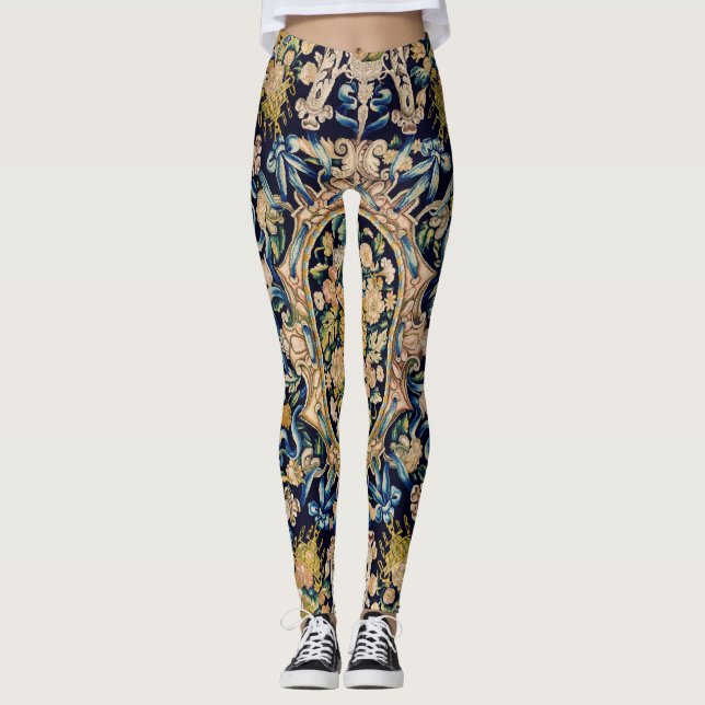 Dekoratives Blumenmuster Leggings (Vorderseite)