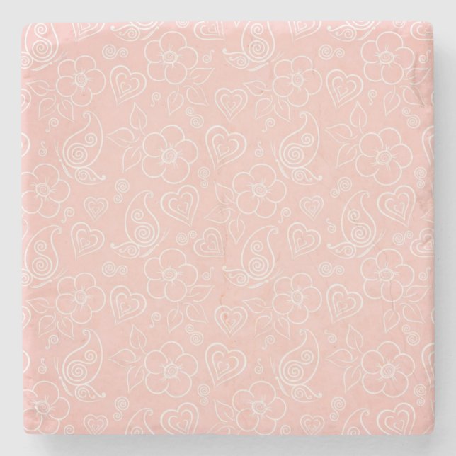 Dekoratives Blumenmuster Steinuntersetzer (Vorderseite)