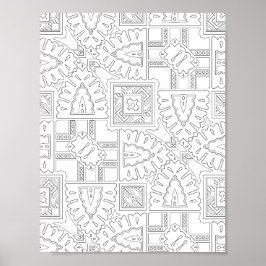 Dekoratives Boho-Fliesen-Motiv Muster Farbgebung K Poster