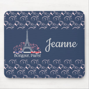Dekoratives Bonjour Paris Personalisierter Name Mousepad