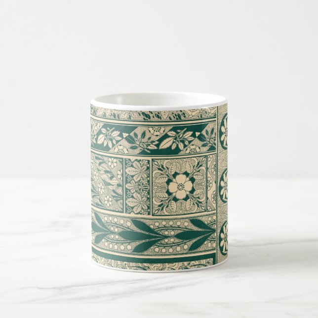Dekoratives botanisches Jugendstil-Muster Kaffeetasse (Mittel)