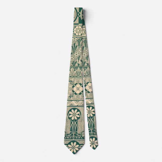 Dekoratives botanisches Jugendstil-Muster Krawatte (Vorderseite)